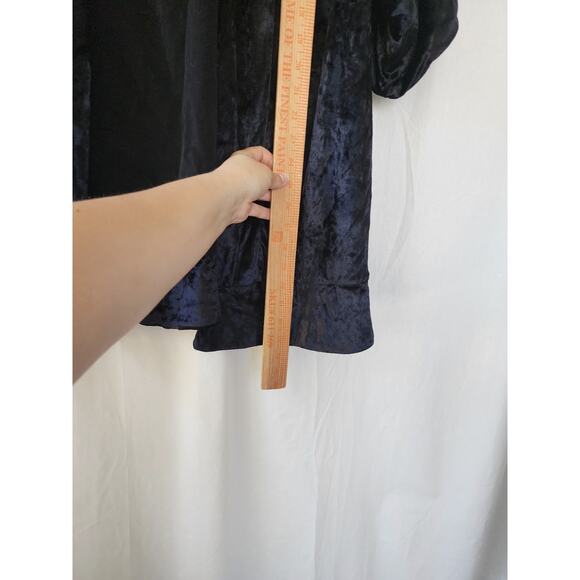 Free People Black Velvet Kimono Jacket Open Boho Witchy Whimsigoth fairy S Baggy - Picture 11 of 12